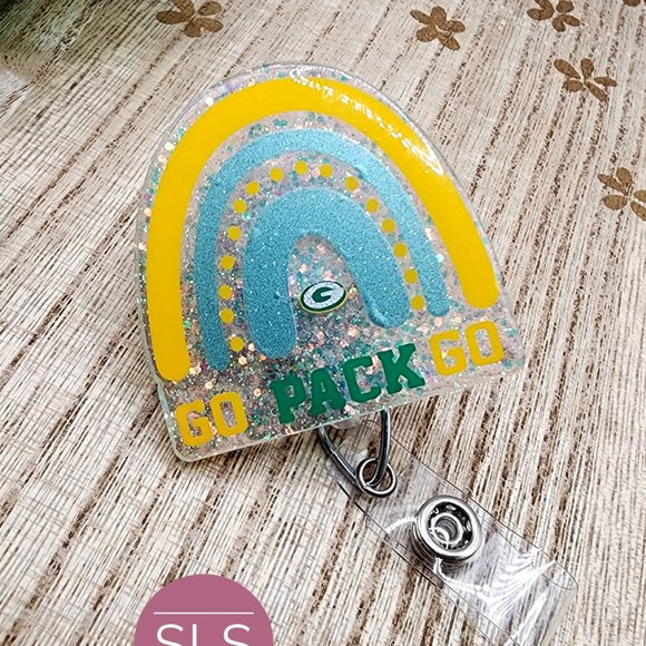 Go Pack Go Rainbow Badge Reel-Football Badge Reel - Picture 5 of 10